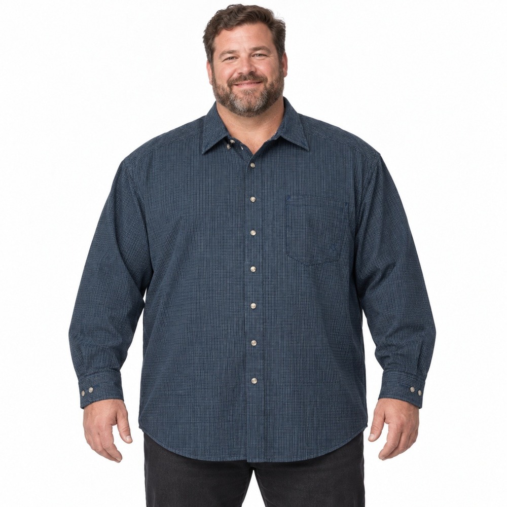 Ariat Pro Series Shirt Men 3XL Navy Blue Micro Check Lng Sleeve Western ButtonUp